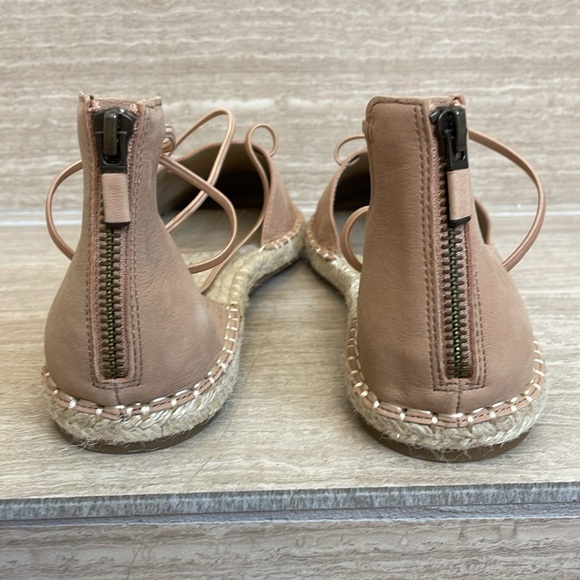 EILEEN FISHER UEC Sz 9 Leather Lace Up D'Orsay Espadrille Latte Flat Sandal Nude - Picture 6 of 15